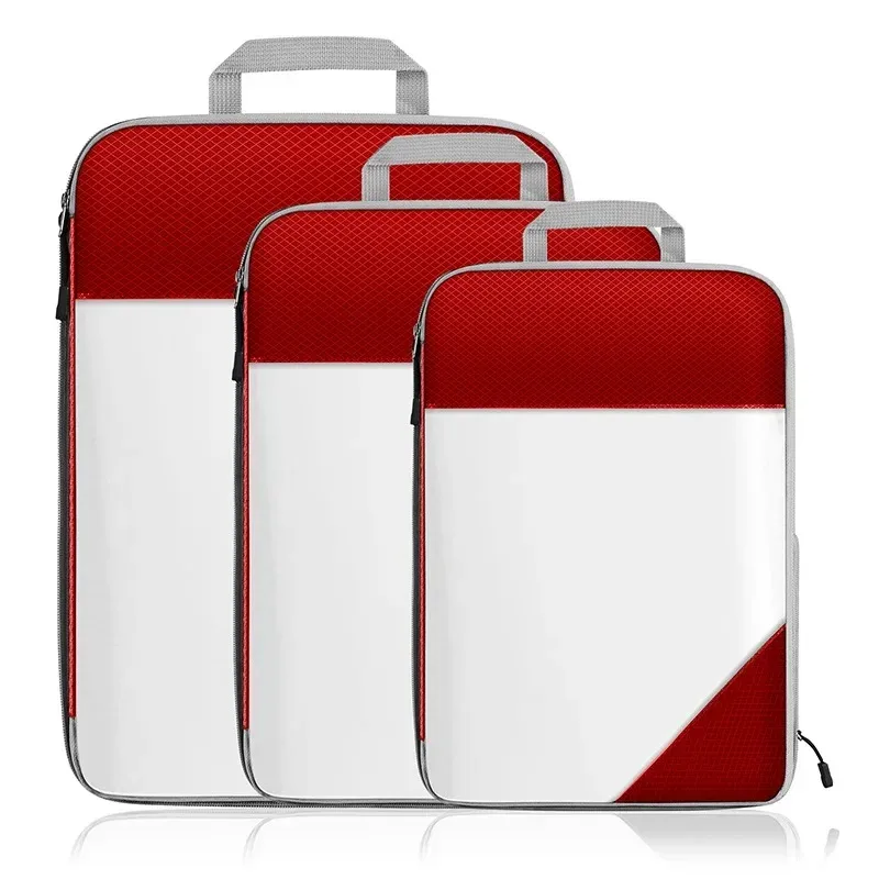sac de rangement semi-transparent tup pliable et étanche pour voyage, ensemble de sacs de rangement portables pour bagages, matériau en nylon du menton continental