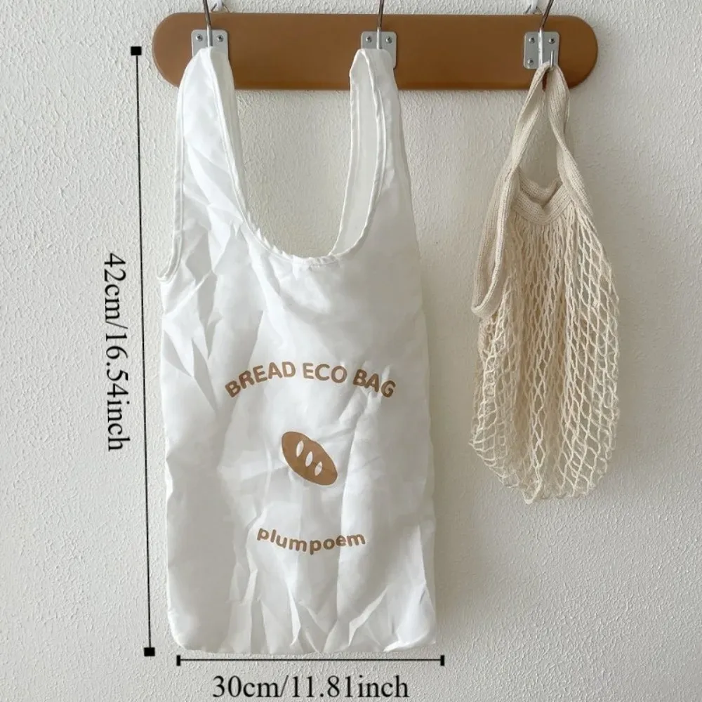 sac de courses pliable en nylon créatif, motif pain français, sacs de rangement réutilisables, sac écologique de dessin animé, sac fourre-tout imperméable, sac à bandoulière pour femme