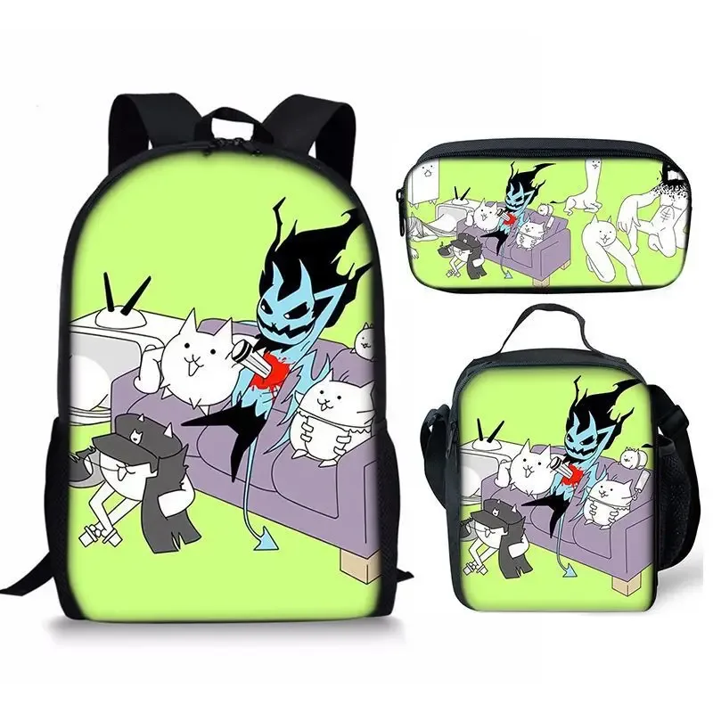 the battle cats – ensemble de trois pièces, sac à dos pour étudiant, sac à stylos, sac de repas, ensemble de trois pièces