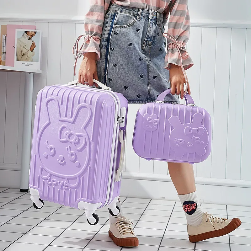 sac à bagages à roulettes de dessin animé mignon, bagage à main avec mot de passe, bagage à roulettes, bagage à main étudiant, 20 po