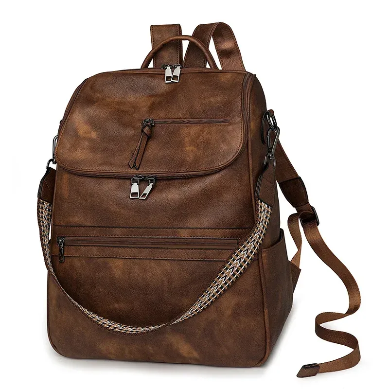 Sac d'affaires rétro en PU, Sac à dos d'université tendance pour la rentrée scolaire, Sac à dos à la mode pour femmes, sacs De voyage Mochilas De Hombre