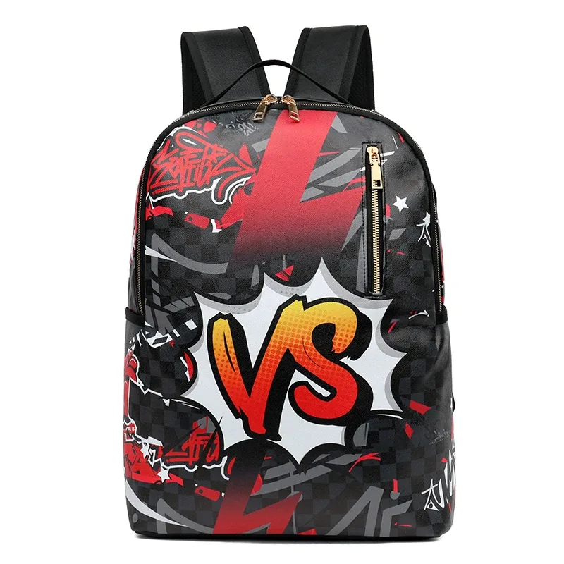 mode hommes et femmes pu graffiti grande capacité sac à dos étudiant sac à dos sac de voyage mochila mochilas de hombre sac d'école