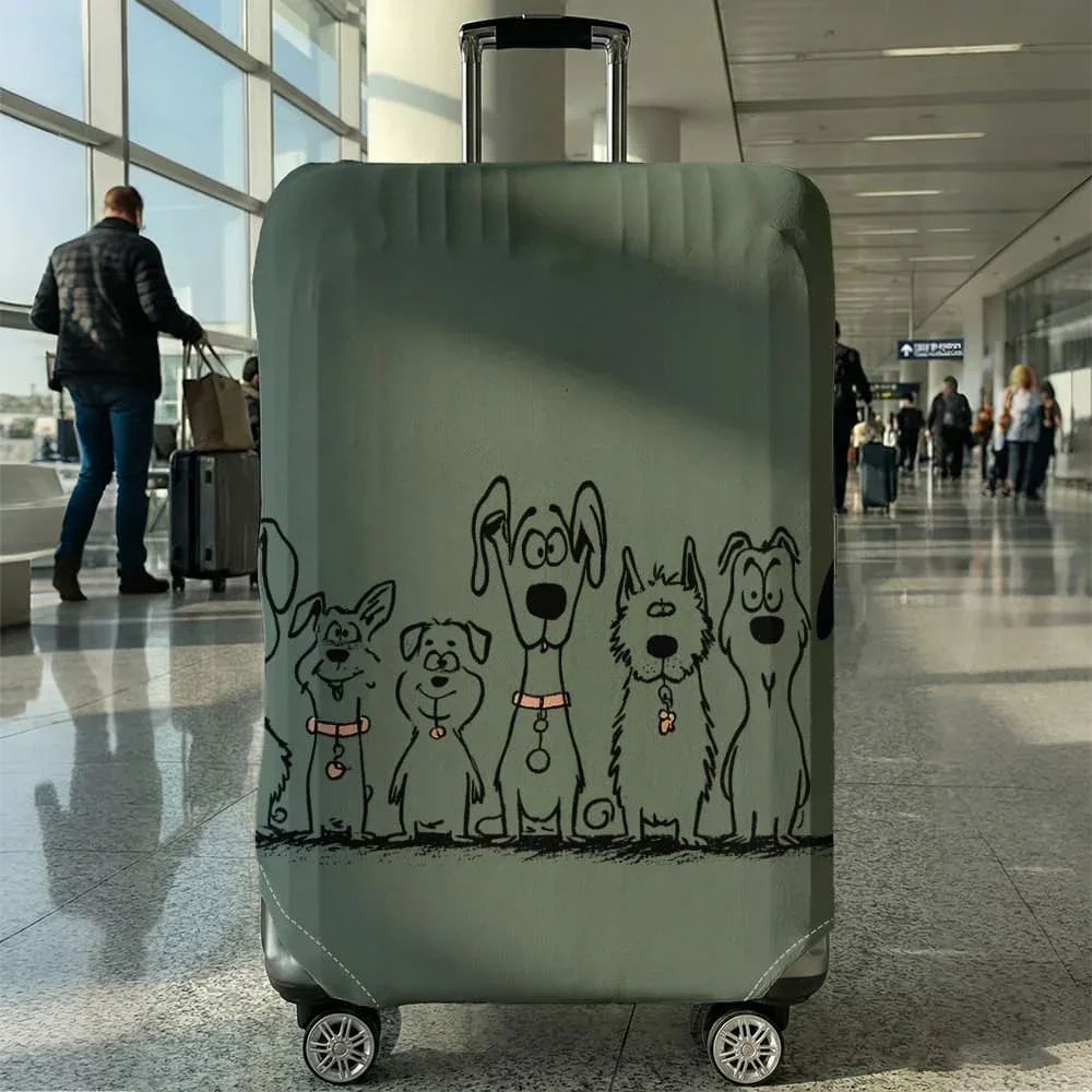 housse de protection pour bagages à motif de chien, adaptée aux bagages de 18 à 32 pouces, avec poignées, accessoires de voyage
