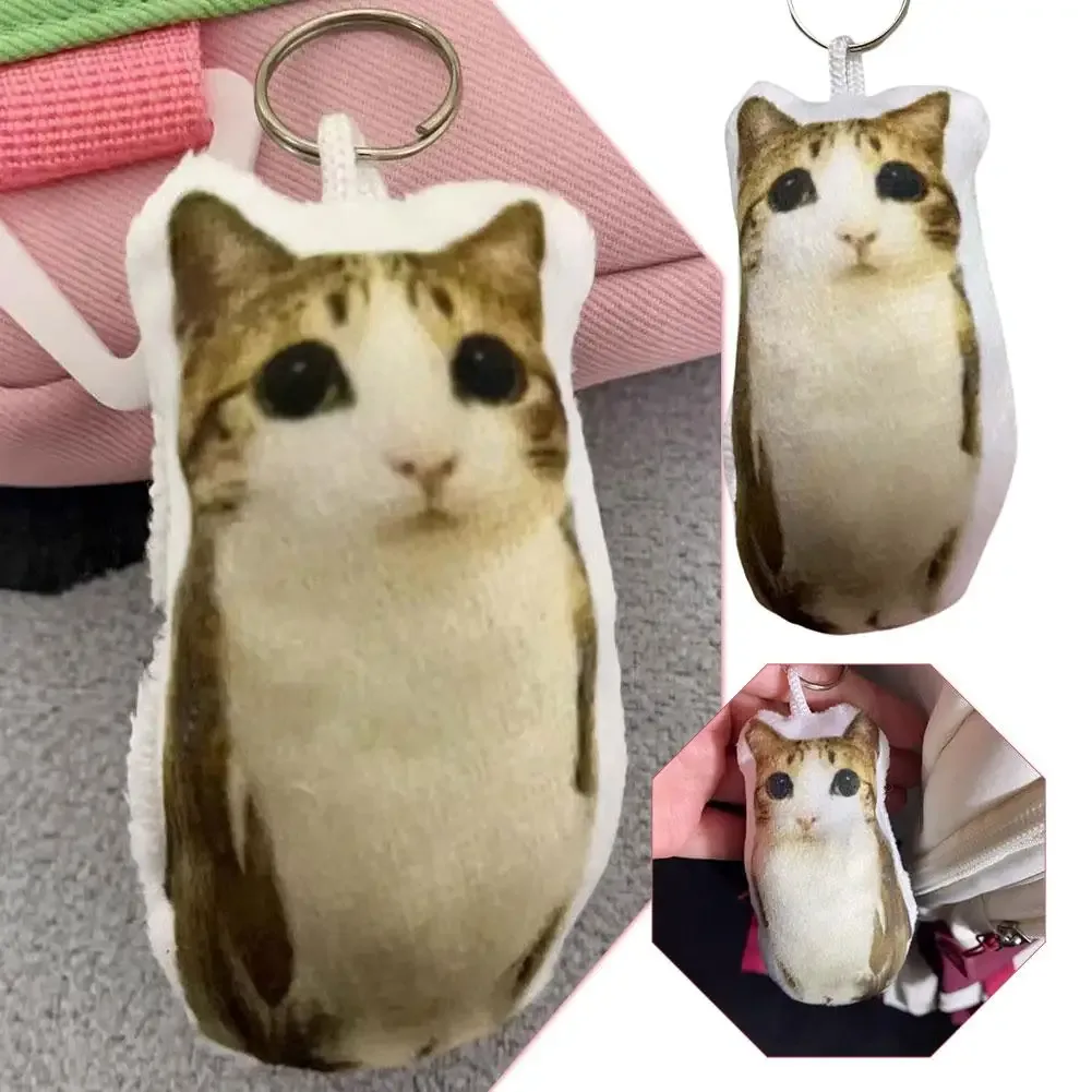 Porte-clés en peluche chat mignon avec son, jouet en peluche doux, pendentif amusant pour sac à dos, cadeau pour les amis