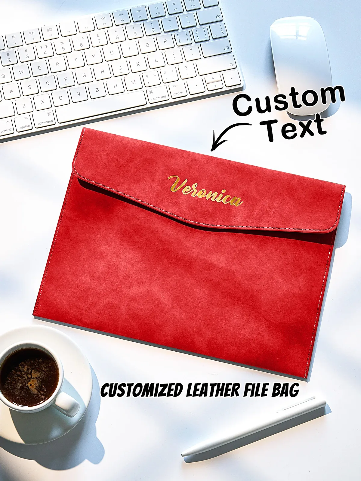 nom personnalisé a4 a5 dossier fermeture magnétique en cuir pu organisateur de bureau sac de documents d'affaires cadeau pour papa maman 6 couleurs