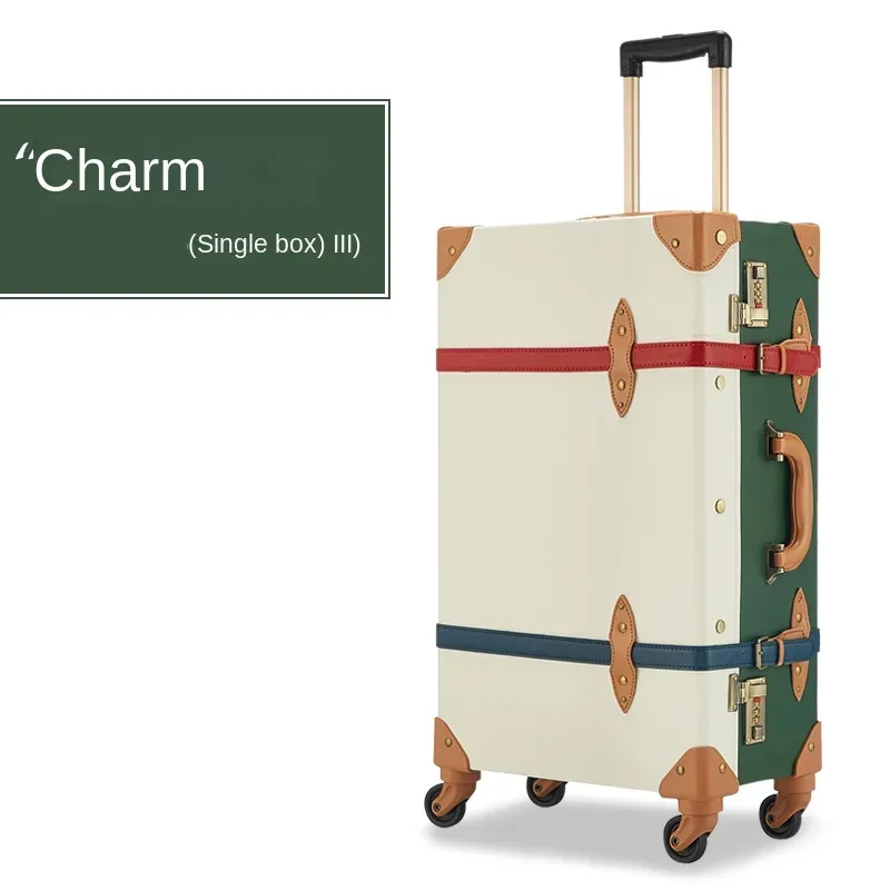 nouveau ensemble de valise rétro antidéflagrant fermeture éclair pp + pc boîtier de chariot à bagages 20/22/24/26 pouces valise de voyage de grande capacité