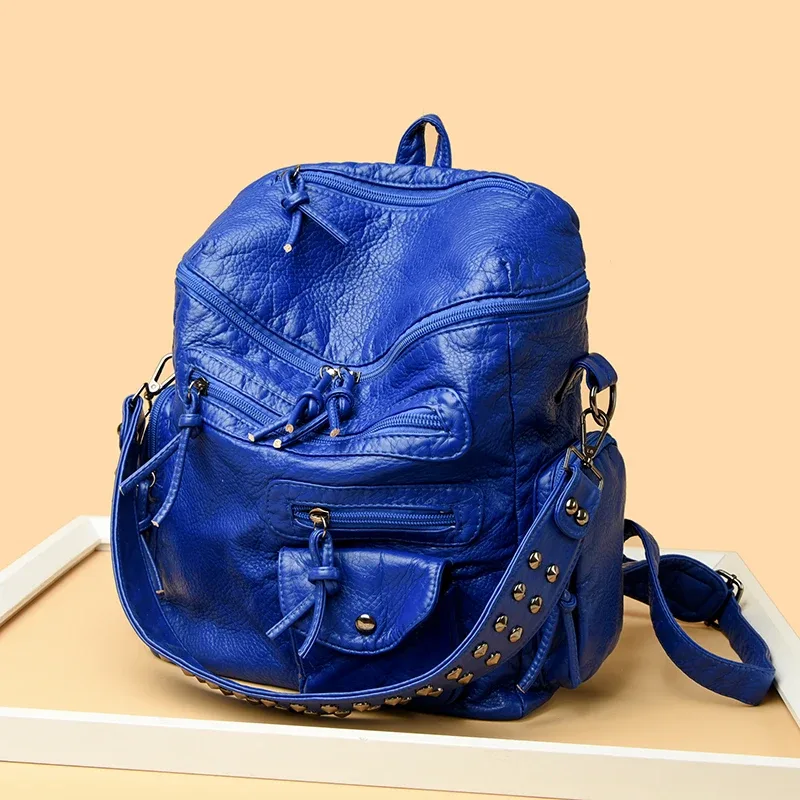 2025 mode femmes sac à dos en cuir pu voyage pochette d'ordinateur école collège bookbag sac à dos décontracté sac à dos étanche pour fille dame
