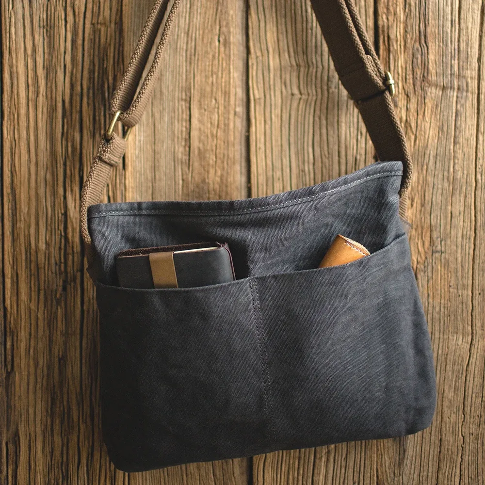 maden hommes vintage 16oz huile ciré sac à bandoulière faisant vieux sac de messager étanche durable toile école voyage sacs à main décontractés