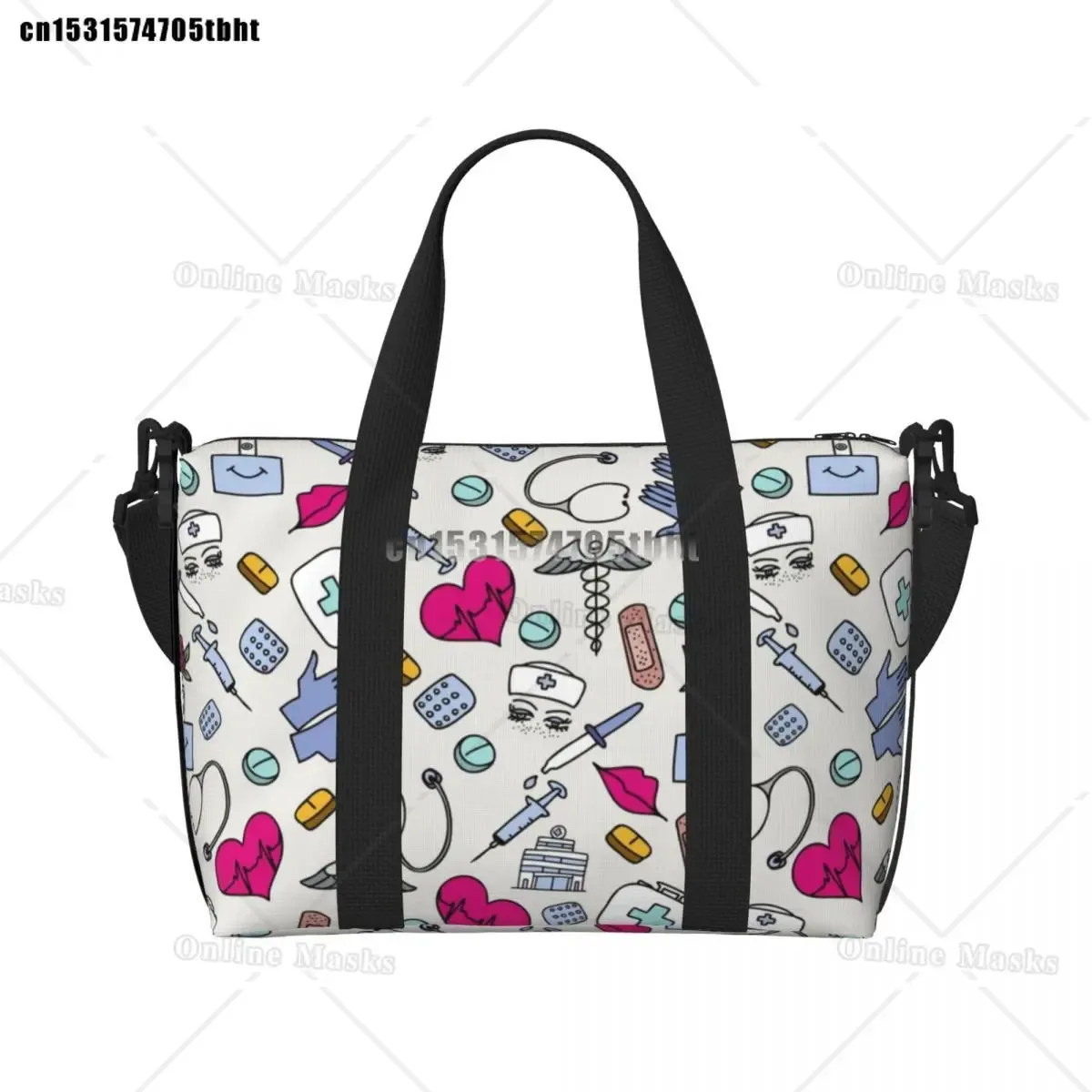 sac fourre-tout de plage pour infirmières, motif d'allaitement, pour femmes, soins de santé, grand compartiment, sacs de voyage de plage