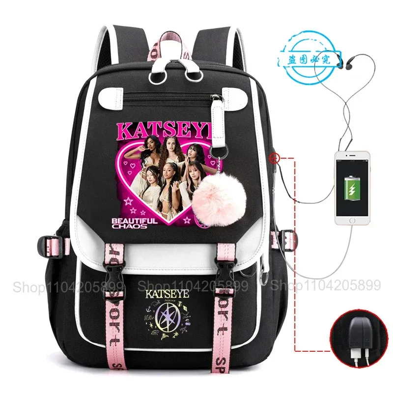 sac à dos katseye kpop mochila pour garçons et filles, sac d'école, sac de voyage quotidien, sac à dos décontracté pour ordinateur portable