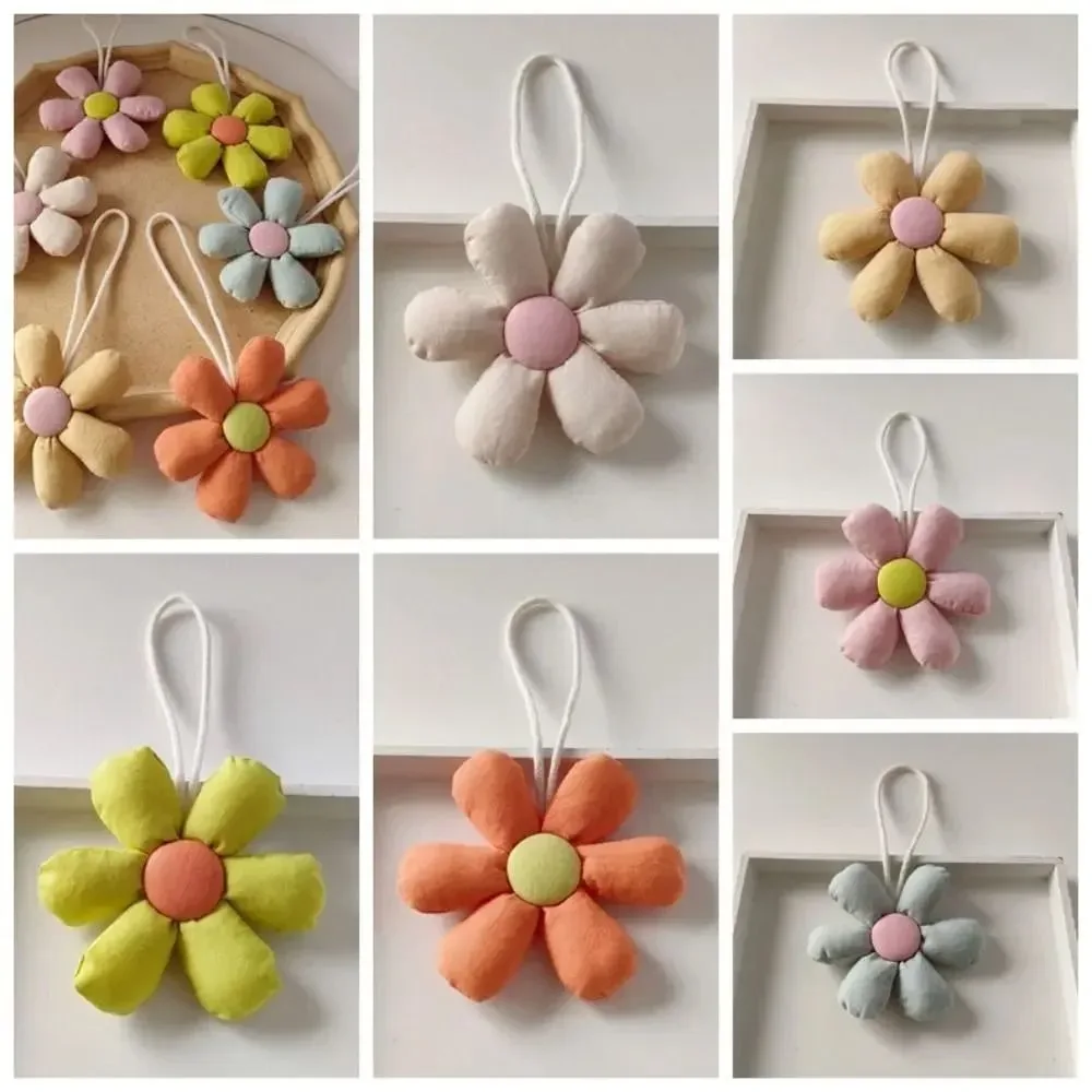 Lanière florale en peluche, pendentif de sac à fleurs, couleur bonbon, porte-clés en forme florale, pendentif de sac à dos, sac en tissu, accessoires assortis