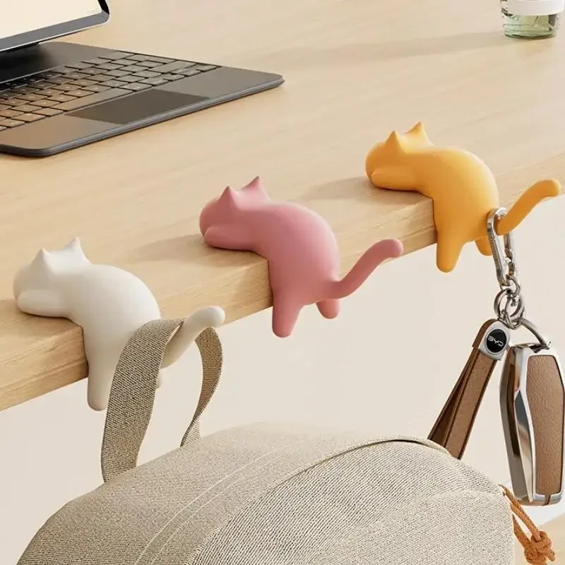 Crochet de crochet de sac portable chat mignon - Crochet latéral de table/bureau |   Pour sac à main/sac à dos, décoration de bureau à domicile et organisateur de voyage