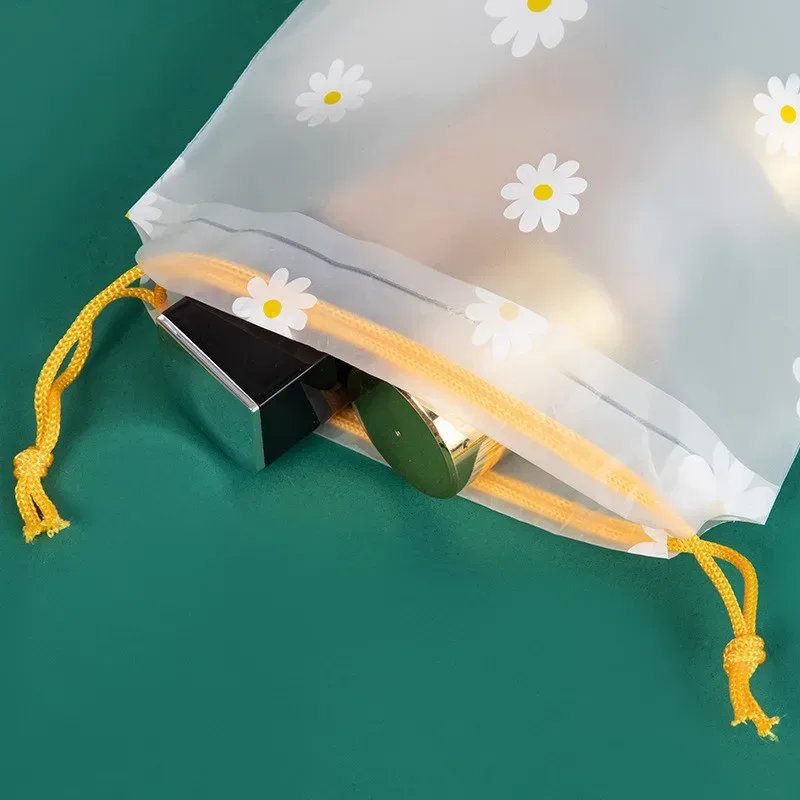 10 pièces de sacs de rangement transparents imperméables pour cosmétiques de voyage, serviettes, chaussettes, sacs en plastique à cordon, sac de plage transparent pour la salle de bain