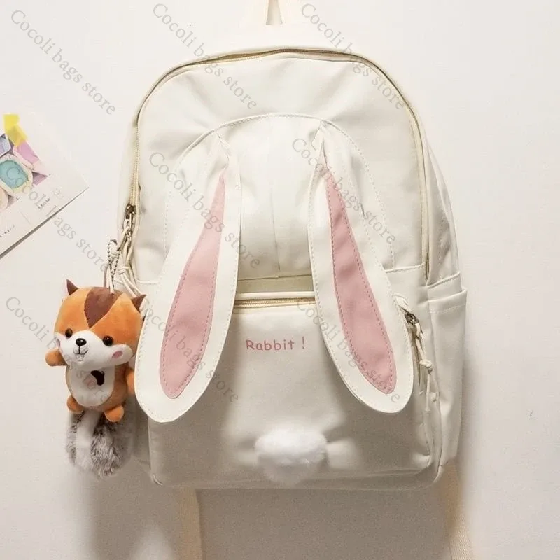 sac à dos oreilles de lapin kawaii pour filles, sac à dos d'école mignon pour filles, sac à dos à usage quotidien en nylon pour la rentrée scolaire