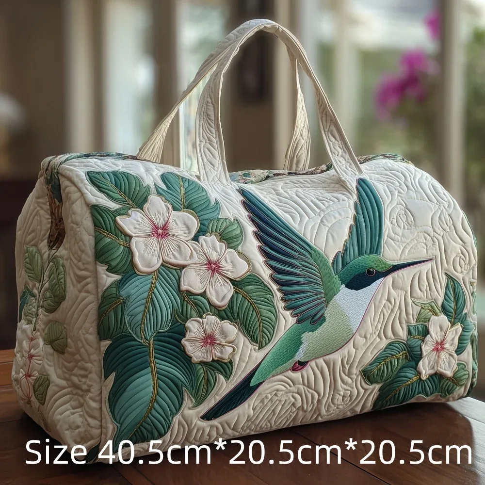 sac de voyage matelassé 3d vintage tendance, imprimé floral oiseau cardinal, sac de week-end, de sport ou de plage durable, sac fourre-tout pour femme