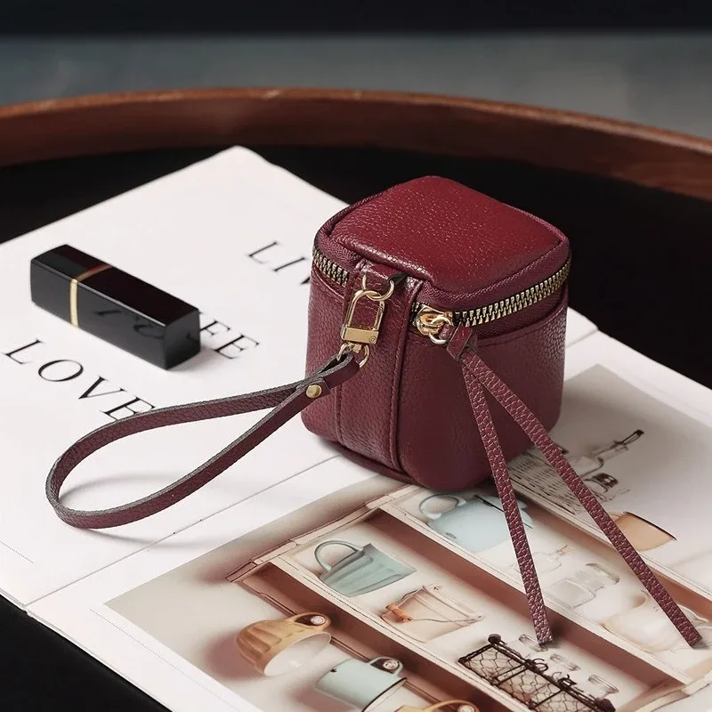 sacs à cosmétiques en cuir vintage pour femmes, petits sacs de maquillage pour rouge à lèvres, pochette pour ligne de données, clé, étui organisateur pour écouteurs
