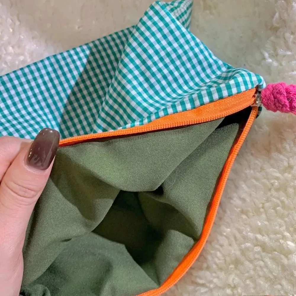 sac de maquillage à carreaux pour femmes et filles, grande capacité, sac cosmétique en coton, simple, portable, sac de rangement, pochette, sac de voyage, pochette de maquillage