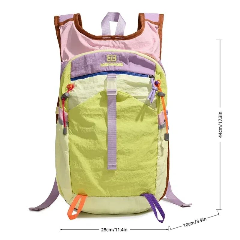 sac à dos color block pour homme et femme, sac de randonnée et de voyage en plein air, sac de sport léger en nylon avec sangle de poitrine et poche pour bouteille d'eau