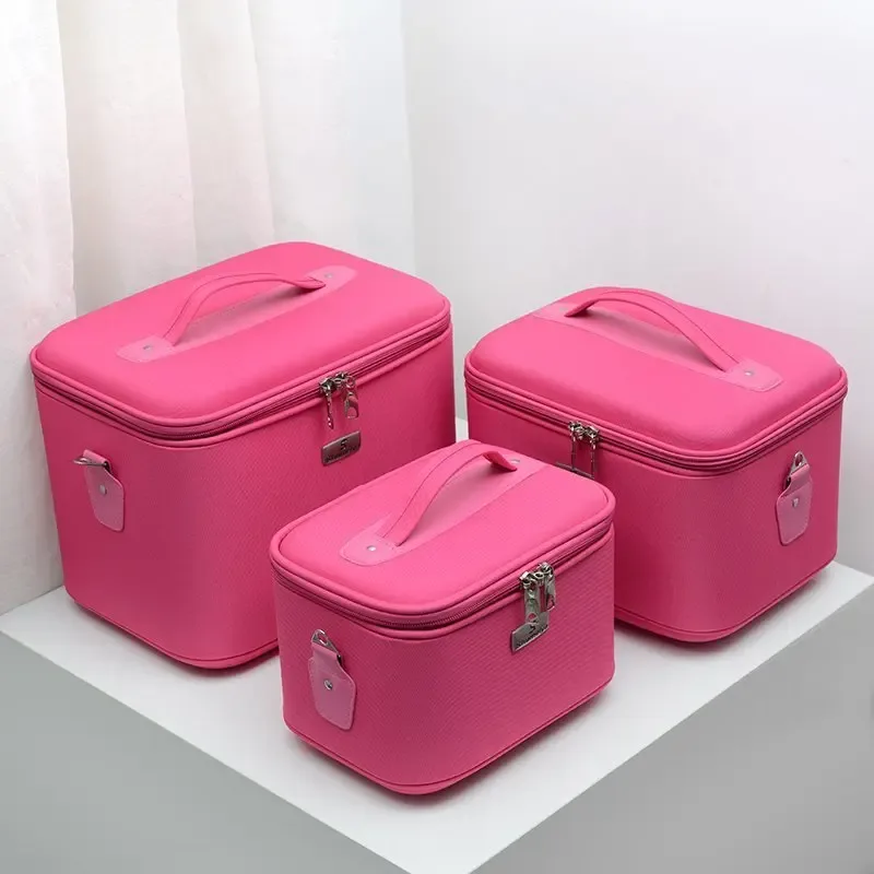 trousse à cosmétiques imperméable en tissu oxford, sac à cosmétiques multicouche de grande capacité, sac à bandoulière portable pour femme