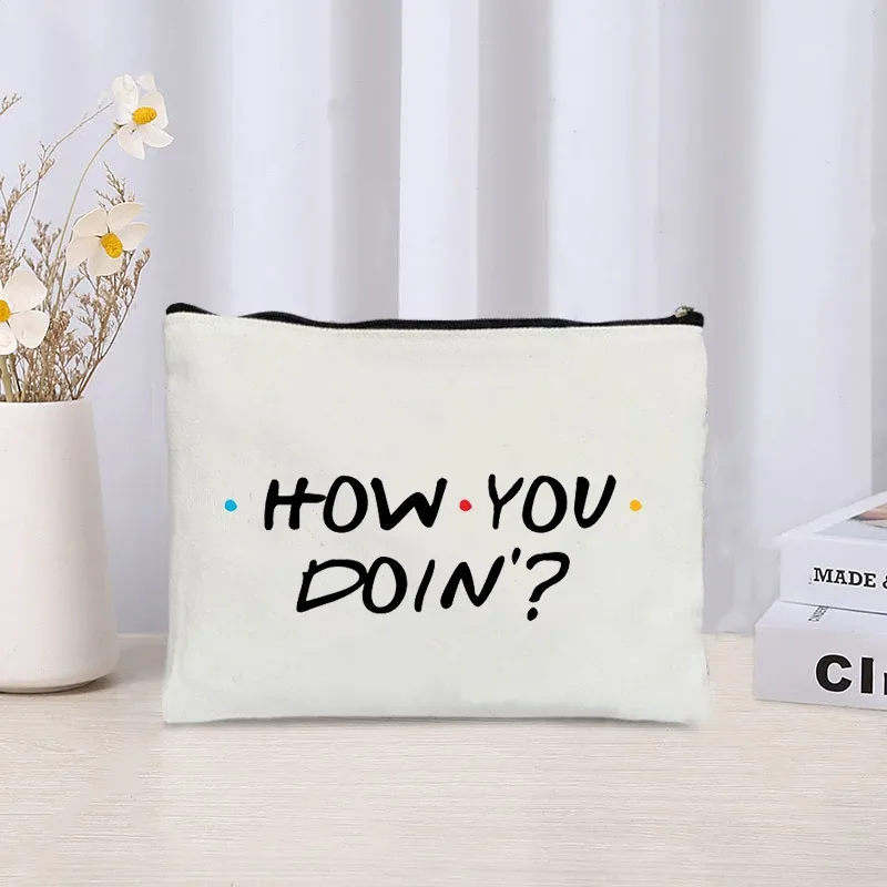 émission de télévision amis voyage organisateur cosmétique kawaii trousse de maquillage pour femmes sac à main écologique toile trousse à crayons maquillage pochette sacs