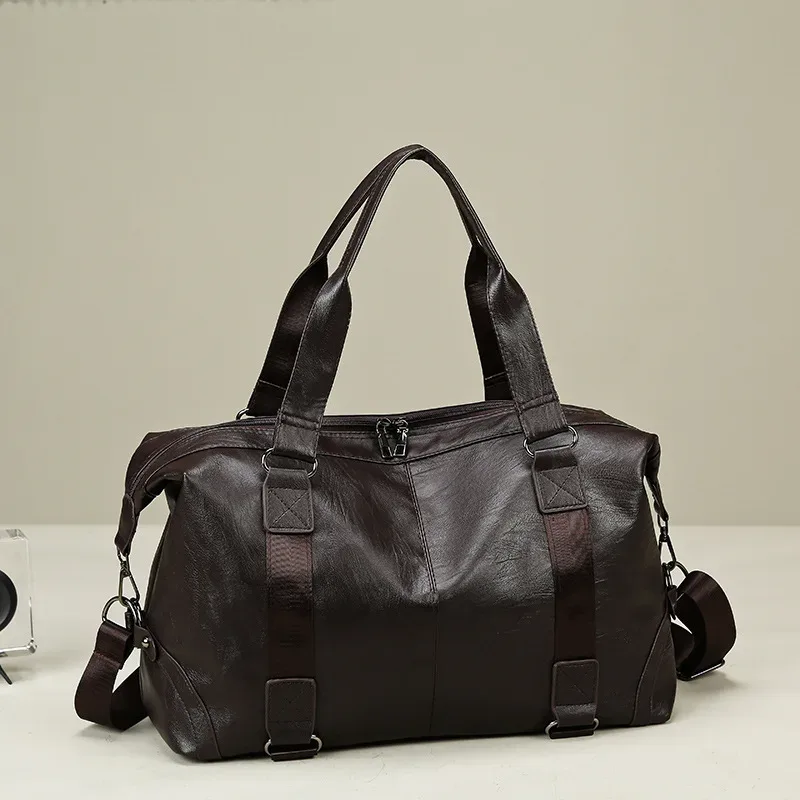 sac à main de voyage en cuir pu pour hommes, sac à bandoulière, sac à bandoulière, grande capacité, sac de sport lancé par bergame, déterminer les notifications, affaires, nouveau, 2023