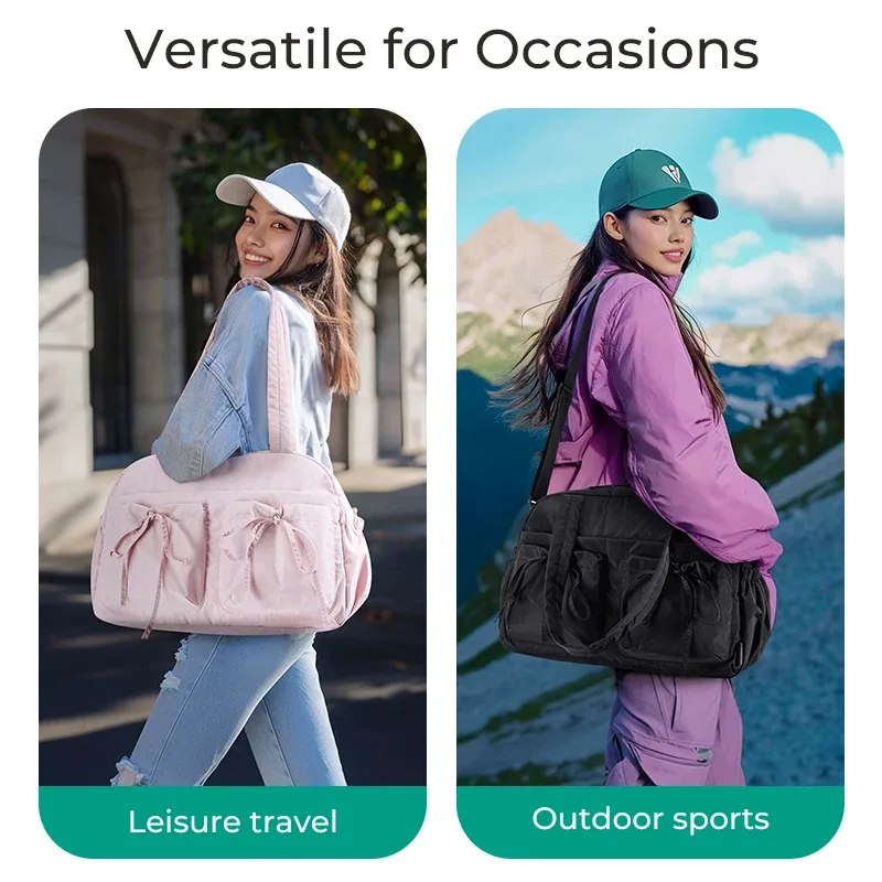 bagsmart boston bag pour femme, sac polochon avec poche humide, sac à bandoulière étanche pour week-end de plage, sacs à main essentiels de voyage