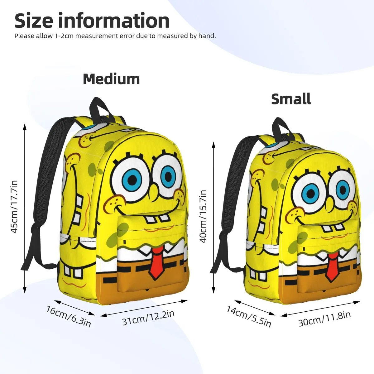 sac à dos jaune solide bob l'éponge, sacs à dos de camping, sacs d'école modernes pour étudiants, sac à dos de haute qualité