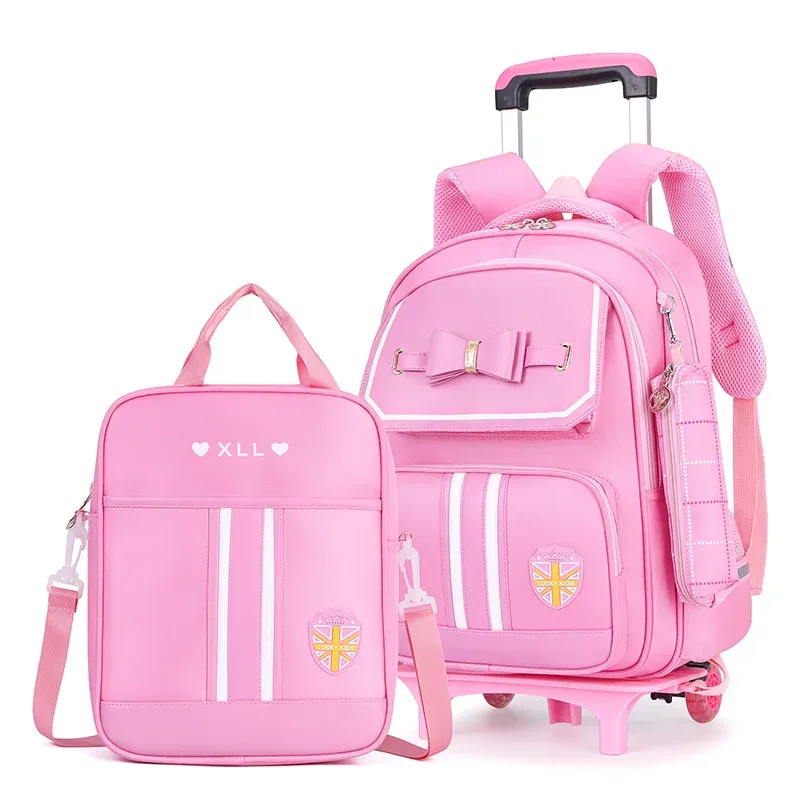 ensemble de sacs d'école pour enfants avec roues, sac à dos pour étudiants, sac de chariot d'école, sac à dos à roulettes pour filles