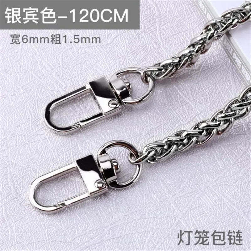 longue chaîne de sac à main en métal de 120cm, poignée de remplacement, sac à main, sac à bandoulière, accessoires de chaîne or/argent/noir