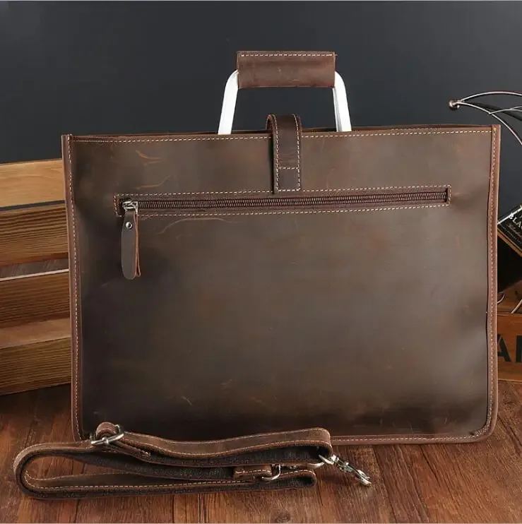 pochette de luxe en cuir de vachette pour hommes, porte-documents a4, portefeuille, couche supérieure, sac d'affaires isub, étui à bombes, haute couture