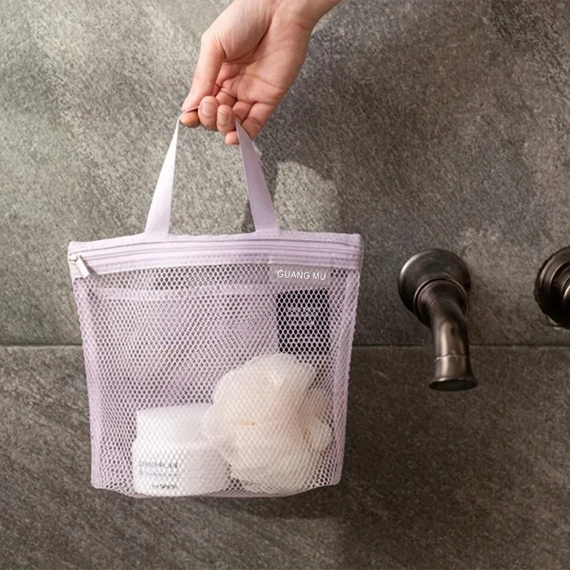 sac de maquillage portable, en maille respirante, sac de douche imperméable, sac de sport, sac de rangement polyvalent, trousse de toilette de voyage