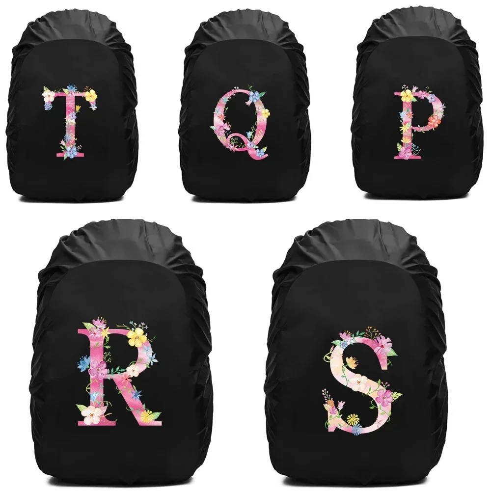 Sac à dos étanche unisexe, housse de pluie, sac de camping en plein air, randonnée, escalade, sports, housse de pluie anti-poussière, imprimé lettre rose, 30L, 40L, 70L