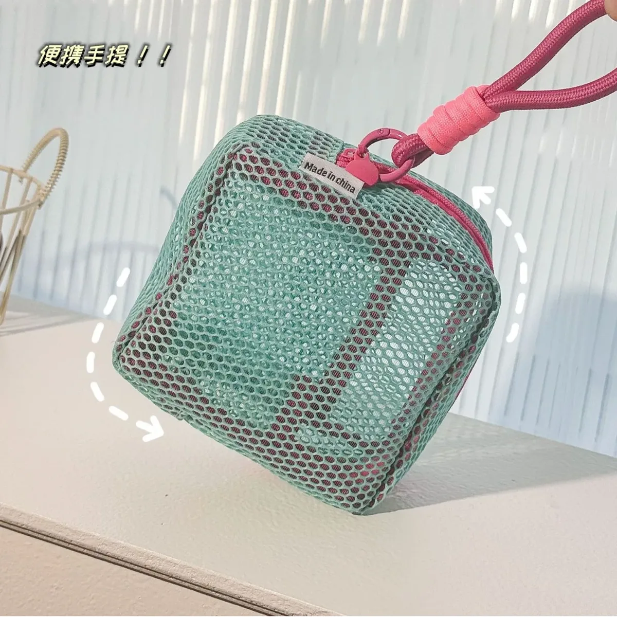 sac de rangement dopamine à la mode, voyage d'affaires, sac de maquillage portable en maille de grande capacité, rouge à lèvres, écouteurs, porte-monnaie