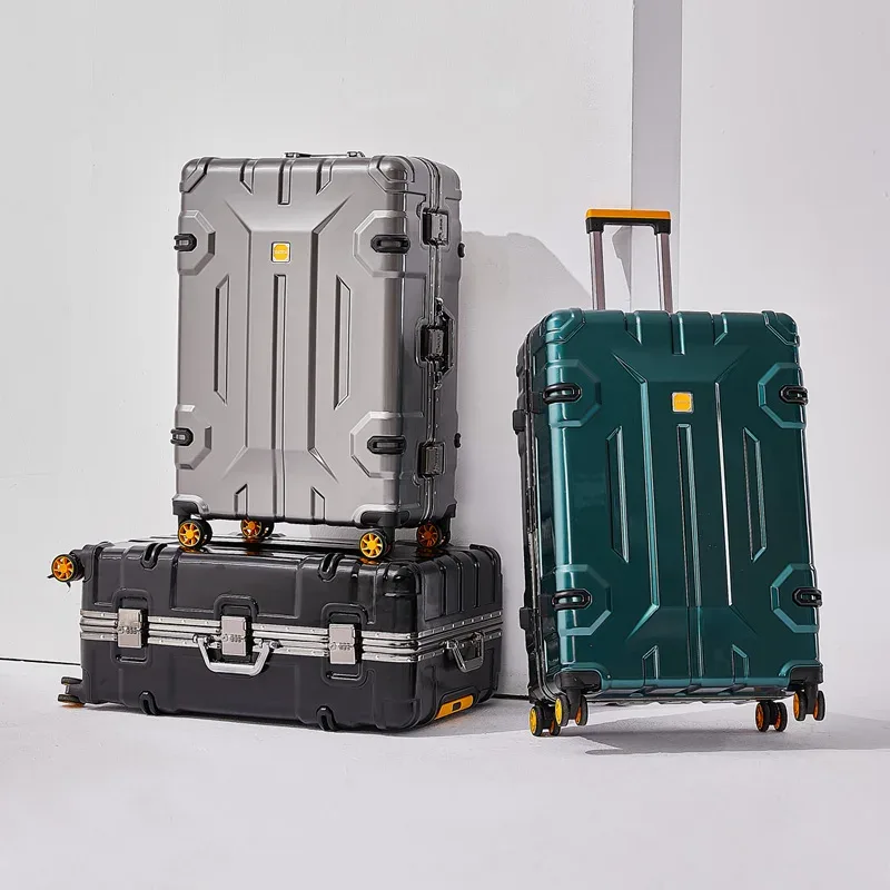Valise à bagages avec cadre en aluminium de grande capacité, sac de voyage à roulettes, valise à roulettes Durable et résistante à l'usure de 20 à 28 pouces