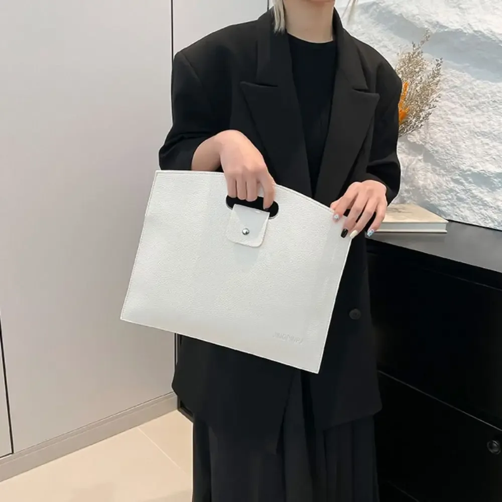 sac de bureau élégant en pu, grande capacité, sac pour ordinateur portable, sac à main, sac de classement de couleur unie pour filles