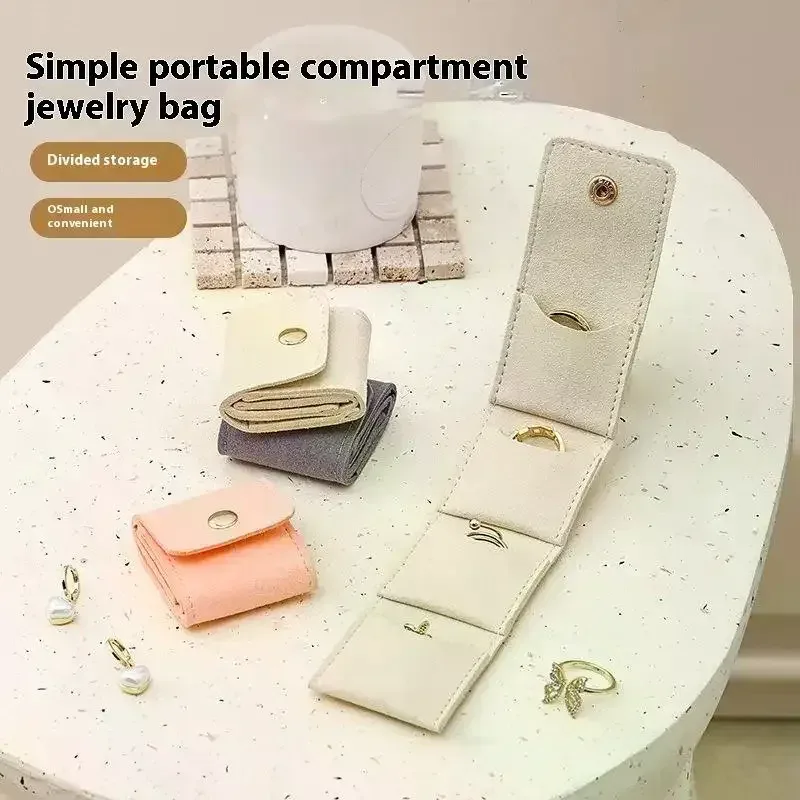 sacs de rangement pliants pour bijoux, jolis petits sacs en microfibre à fermeture à pression, boucles d'oreilles, bagues, colliers à breloques, pochettes cadeaux