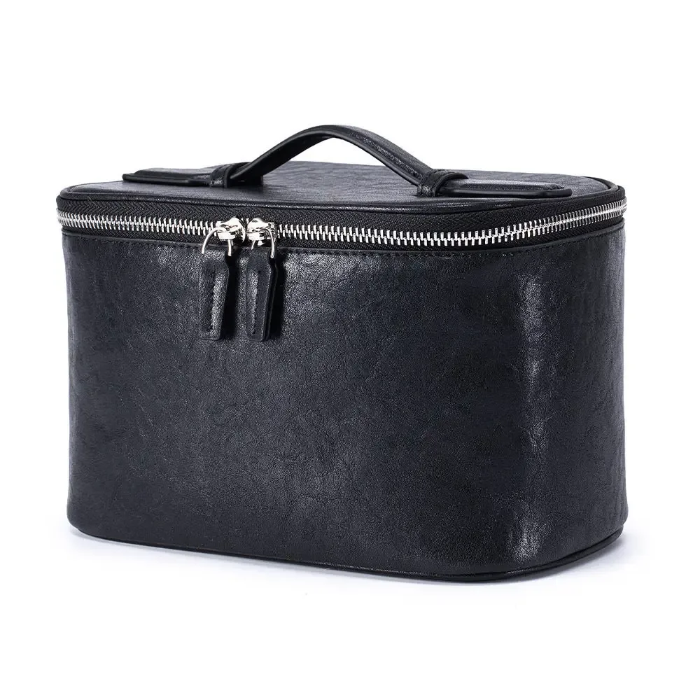 sac à cosmétiques de luxe haut de gamme en cuir de vachette de qualité supérieure, sac de rangement compartimenté de grande capacité, trousse de toilette portable pour femme