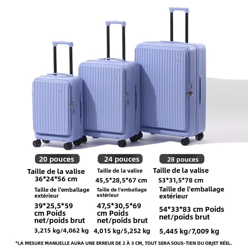 valise extensible multifonctionnelle à ouverture frontale avec porte-gobelet, bagage de grande capacité 360 ° roues amortissantes 20' 24' 28'