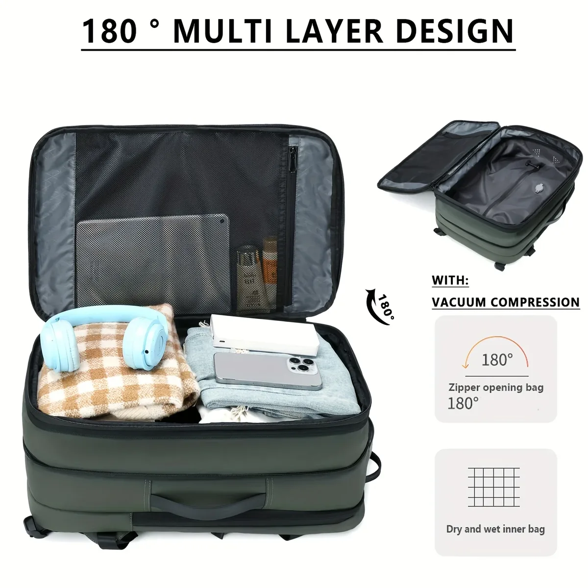 sac à dos de compression sous vide de grande capacité, sac à dos pour ordinateur portable, sac à dos de randonnée de loisirs