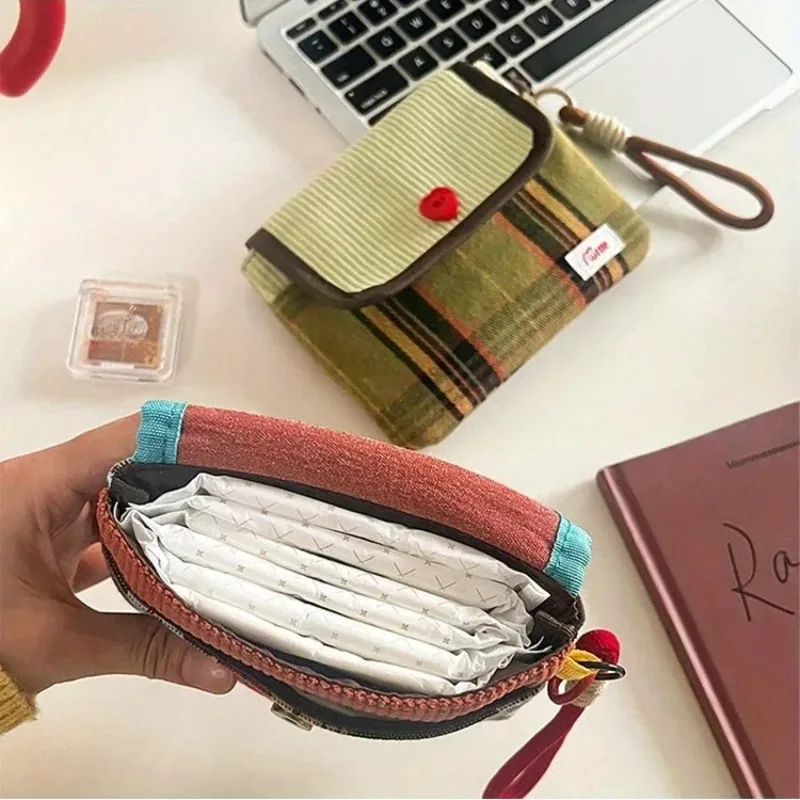 organisateur de câbles de données, sac pour serviettes hygiéniques, grande capacité, sac à cosmétiques de couleur contrastée, pochette polyvalente pour serviettes, sac de rangement pour maquillage