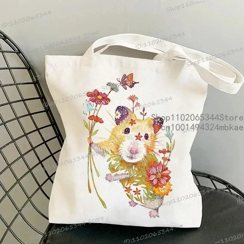 sac à main chat et fleur pour femmes, vintage, esthétique, design chaton, sacs de shopping, fourre-tout réutilisable pour adolescentes, sac à bandoulière