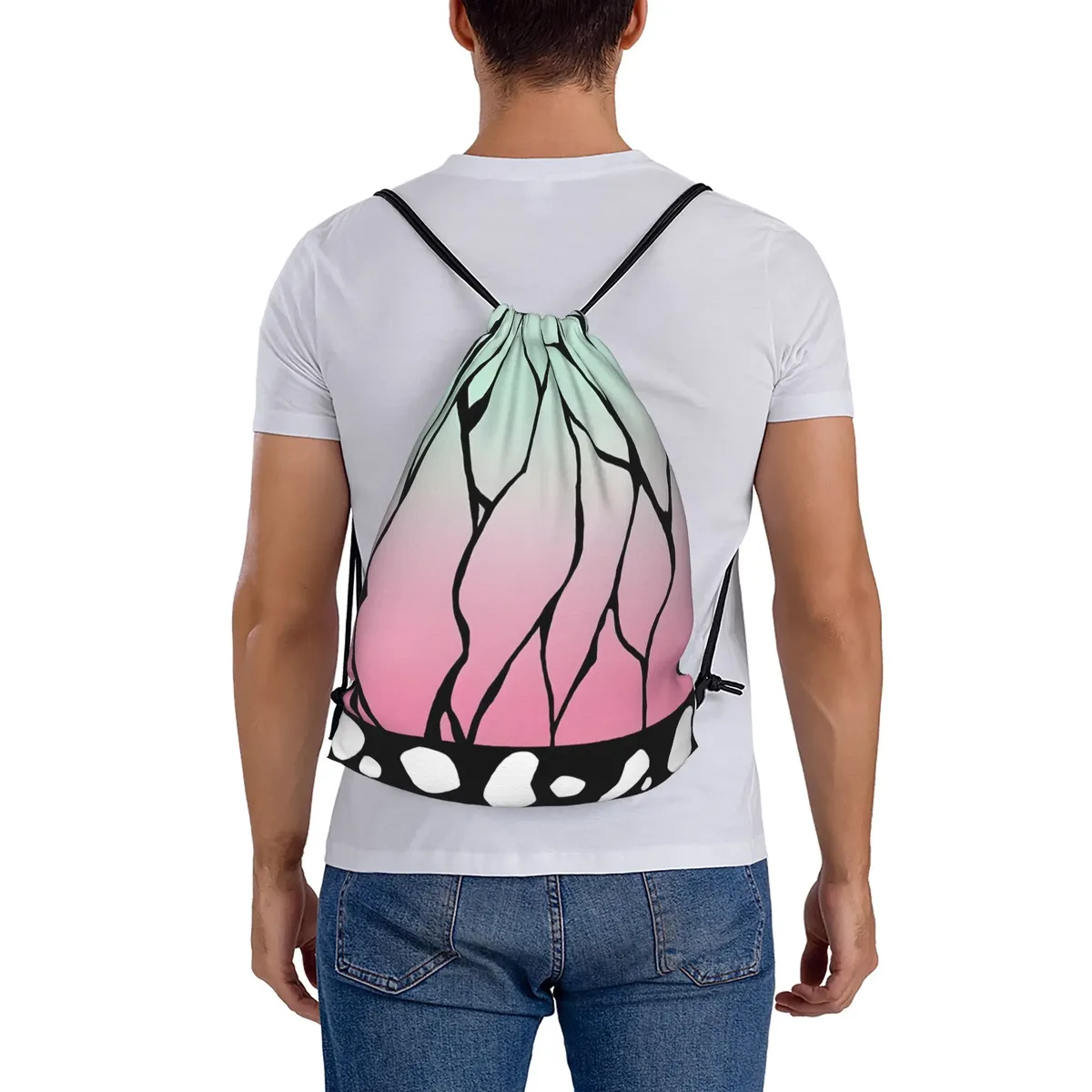 sac à dos avec cordon de serrage imprimé shinobu kocho cloak demon slayer, sac de rangement pour hommes et femmes, sac de voyage pour adolescents, 1 pièce
