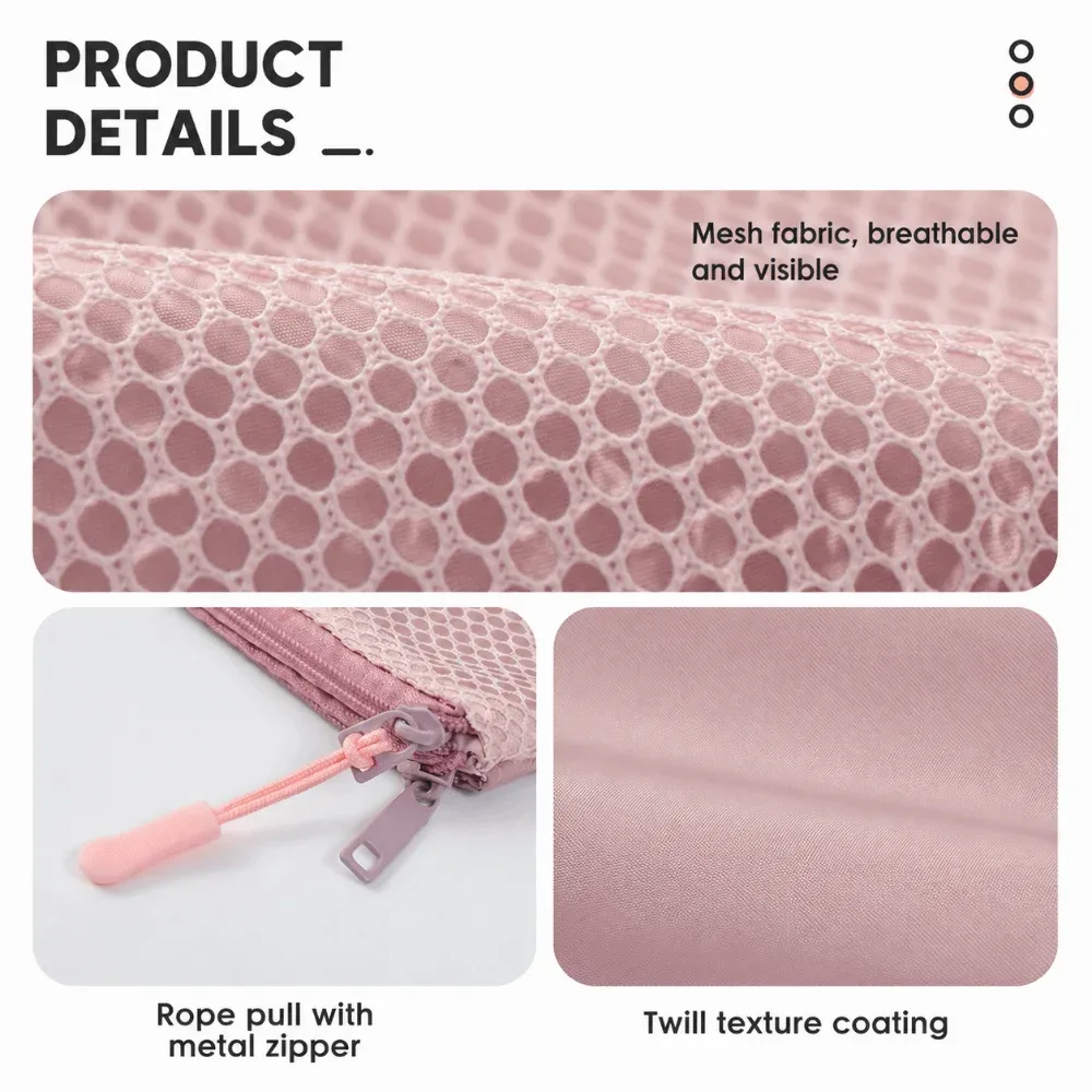 pochette de rangement polyvalente en maille à double fermeture éclair, en polyester, multi-tailles, pochette à cosmétiques double couche, pour câbles et chargeurs