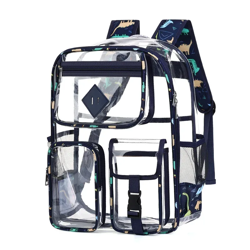 sac à dos transparent en pvc écologique, grande capacité, couleurs graffiti, sac d'étudiant tendance