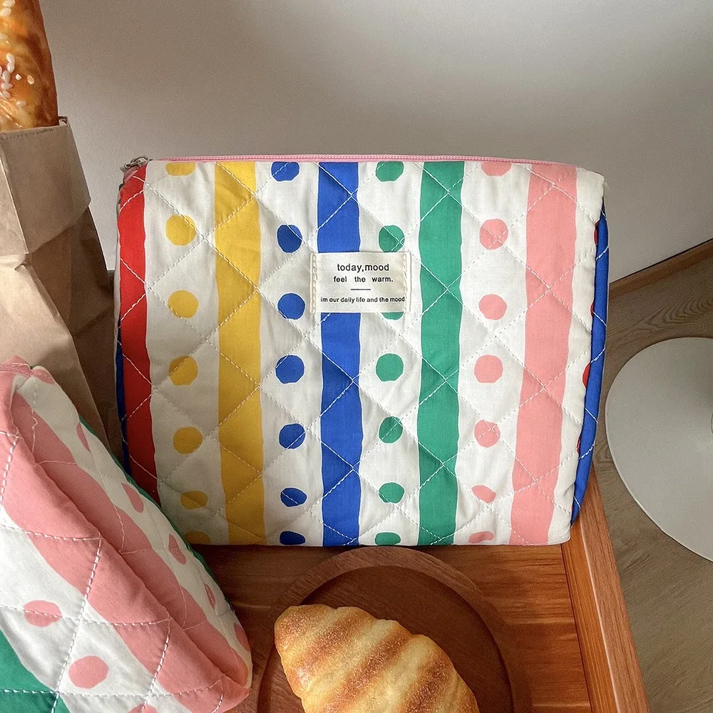 sac à main matelassé arc-en-ciel portable pour femmes, fourre-tout de voyage, sac de rangement de toilette cosmétique, poudres d'organisateur de maquillage, sac à main mignon pour filles, mode