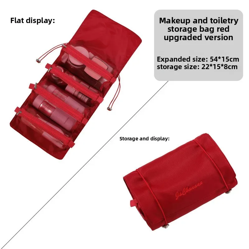 sac de maquillage pliable 4 en 1, grande capacité détachable, organiseur de cosmétiques et de produits de toilette portable avec poignée