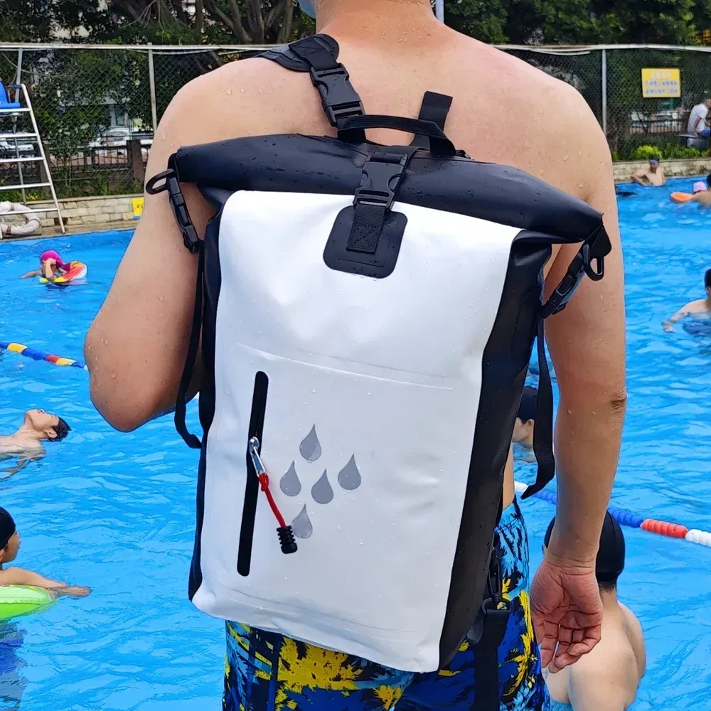 sac à dos étanche avec fermeture à roulettes robuste, sac de natation avec poche frontale à fermeture éclair pour kayak, camping, pêche, voyage mochila