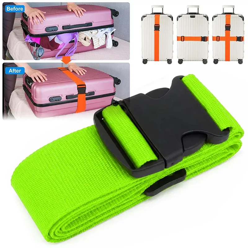 nouvelle sangle de bagage réglable de 2 m, ceinture croisée pour l'emballage, sangle de voyage en nylon avec boucle de verrouillage, ceintures pour bagages, accessoires pour sacs de camping
