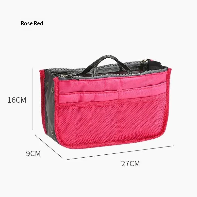 sac de rangement multifonctionnel à double fermeture éclair, grande capacité, pour l'organisation et le classement des articles de maquillage et de toilette.