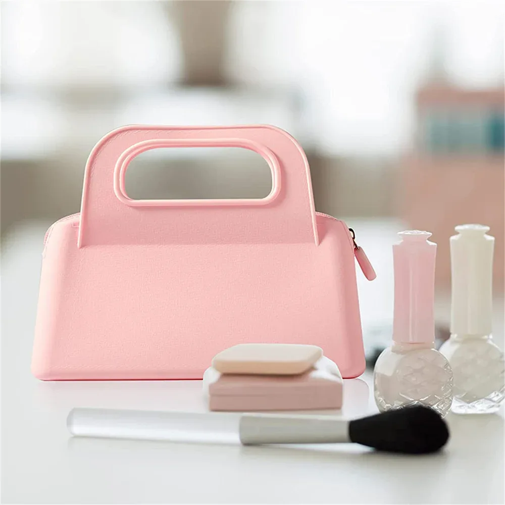 sac de rangement de cosmétiques en silicone, sac à main portable de voyage, organisateur de produits de toilette, sacs de maquillage à fermeture éclair, pochette étanche multifonctionnelle
